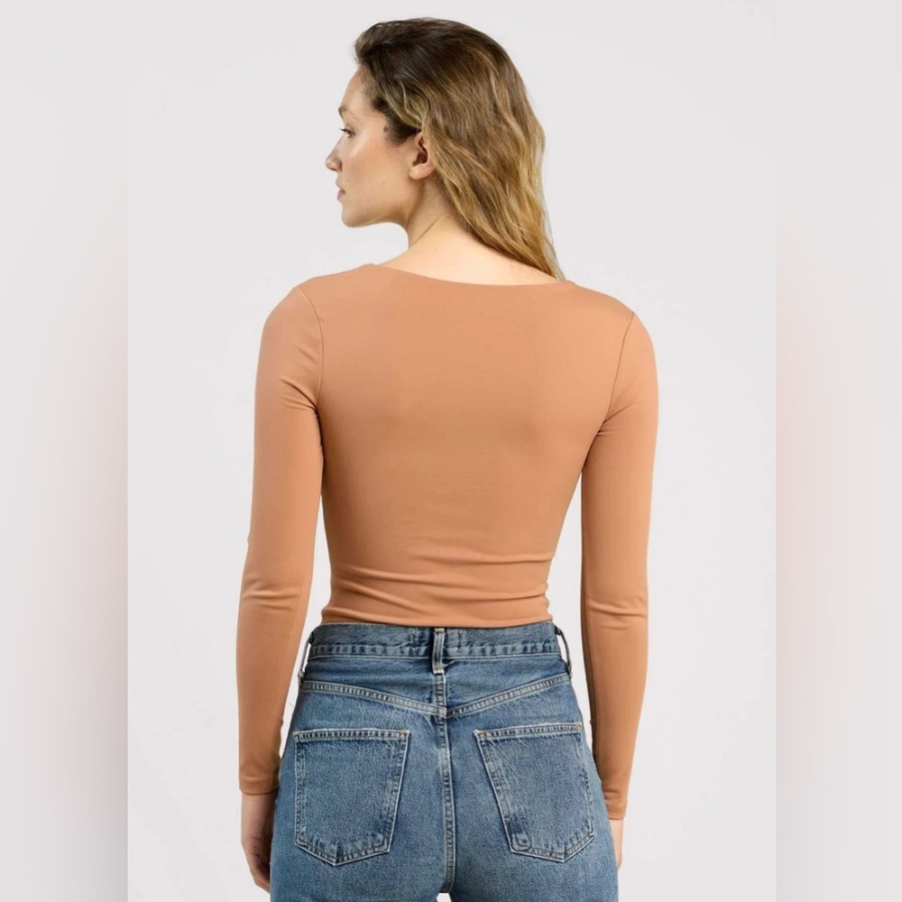 nuuds Long Sleeve Scoop Neck Bodysuit in Clay - Picture 2 of 6